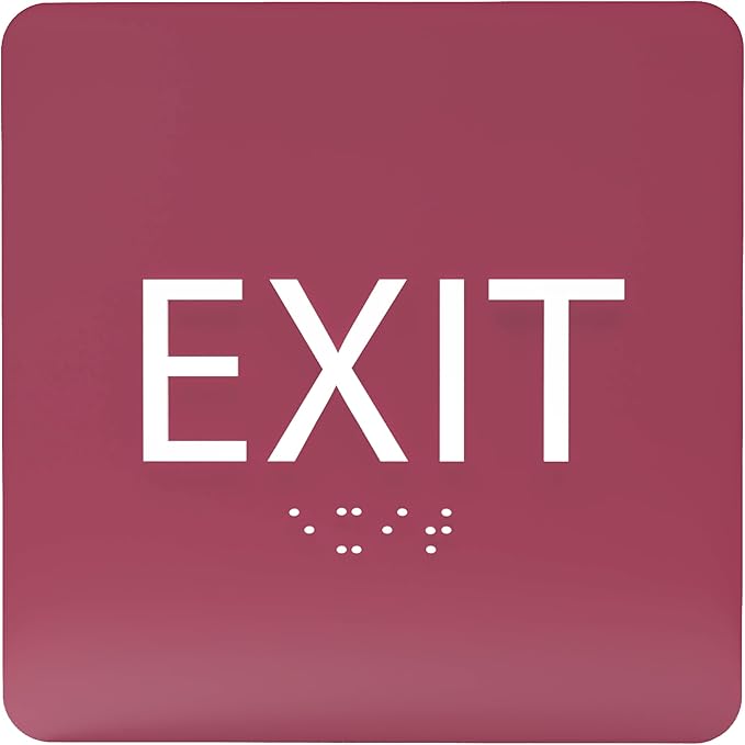 6" X6" Exit Sign - ADA Compliant Tactile Graphics Grade 2 Braille Text Acrylic Wall Signs - Emergency Rescue Safety Door Sign for Schools, Offices, Businesses, and Restaurants
