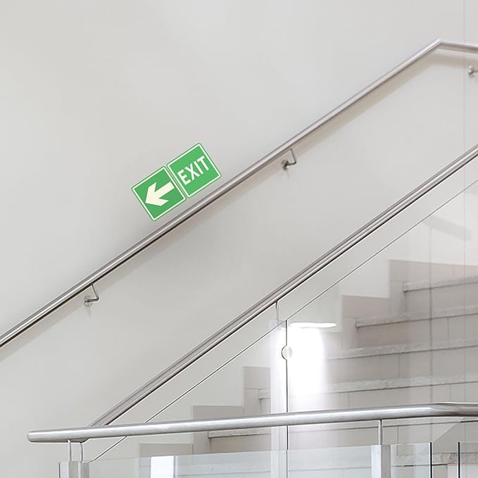 Exit Signs Glow in the Dark Exit Decals, 8 Pcs, (Cm 15x15), Emergency Exit Sign Sticker with Directional Arrow of Exit Light