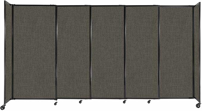 Versare Straightwall Sliding Portable Wall Partition | Freestanding Office Dividers | Locking Wheels | Temporary Room Separator | 11'3" Wide x 6' Tall Mocha Fabric Panels