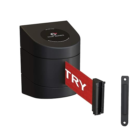 Crowd Control Warehouse - CCW Series WMB-220 Fixed Wall Mount Retractable Belt Barrier - 15 Foot, Red"NO Entry" White Letters Belt with Black ABS Case