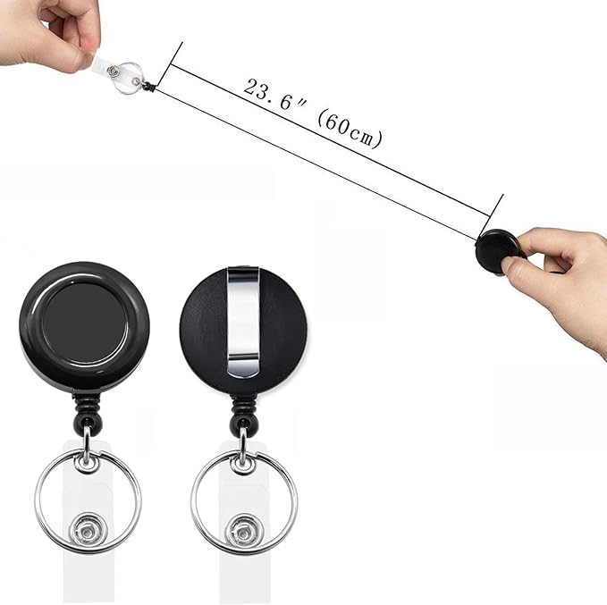 Black Lanyards 5 Pack with Retractable bagde Reel,Breakaway Safety Lanyard for ID Badge Holder