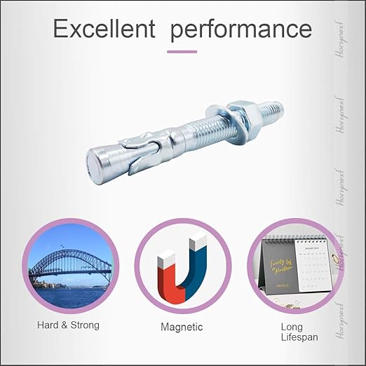 3/4" x 6-1/4" Wedge Anchor, for Cement and Concrete only, zinc-Plated Carbon Steel Screws and lag Bolts （ 10 pcs