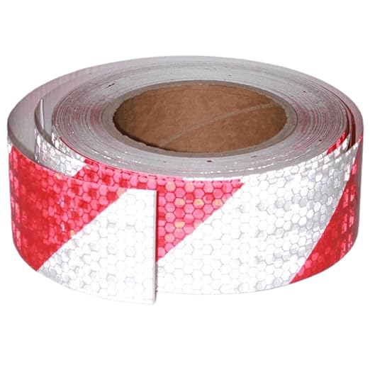 Reflective Tape Red White 2 inch Wide for Cars, Outdoor Waterproof High Visibility Safety Warning Adhesive Strips (66 feet)