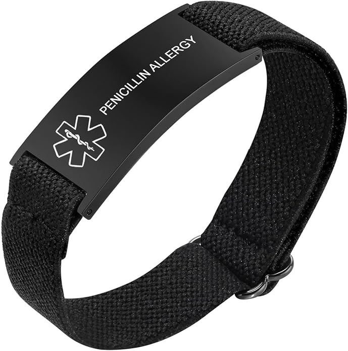 VNOX Medical Alert Bracelets for Men & Women Kids with Free Engraving Adjustable Stainless Steel Mesh Emergency Medical ID Bracelets Wristband