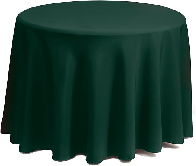Gee Di Moda Round Tablecloth - 120 Inch Hunter Green Round Table Cloth for 60 to 96 Inch Round Tables - Heavy Duty Washable Fabric - for Buffet Table, Holiday Party, Dinner, Wedding & Baby Shower