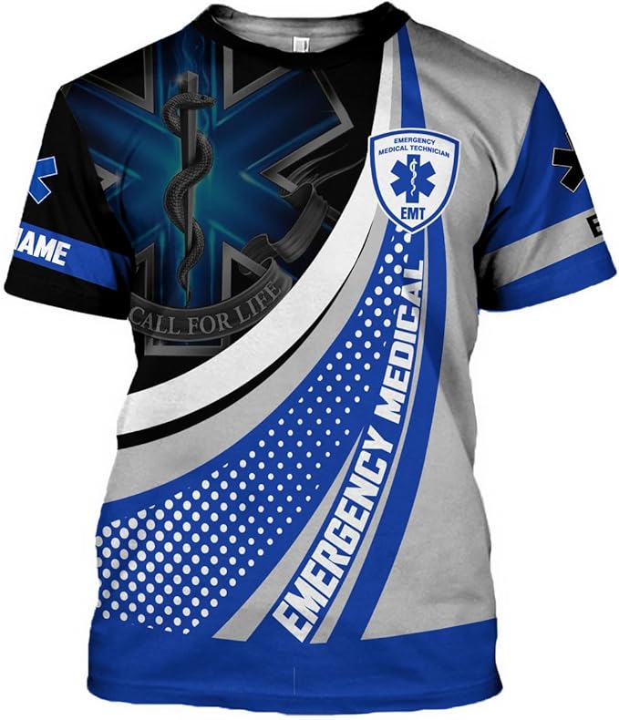 Personalized EMT 3D Shirt, EMT 3D Hoodie, 3D EMS Hoodies for Men, Medical Uniforms EMS Shirt, Emergency Medical Service Shirt