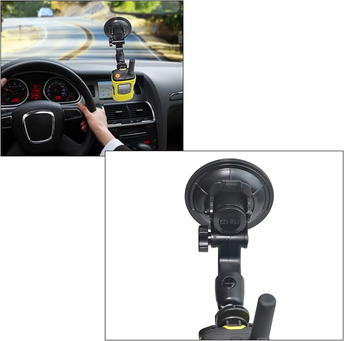 TWAYRDIO Windshield/Dashboard Mount Base, Adjustable Angle Suction Cup Holder Mounting Bracket for BaoFeng Retevis Motorola Talkabout Yaesu Handhelds HT Walkie Talkie Two Way Radio