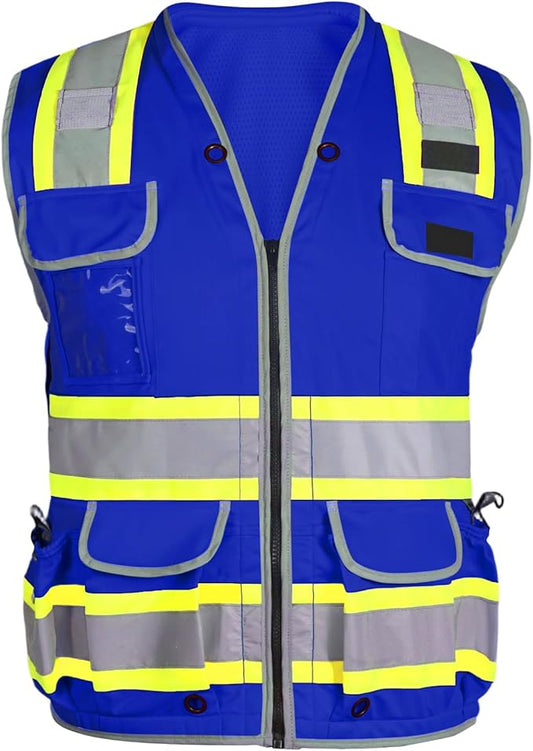 HYCOPROT Reflective Safety Vest Class 2 High Visibility Heavy Duty Construction Vest with Padded Neck,Meet ANSI/ISEA Standard
