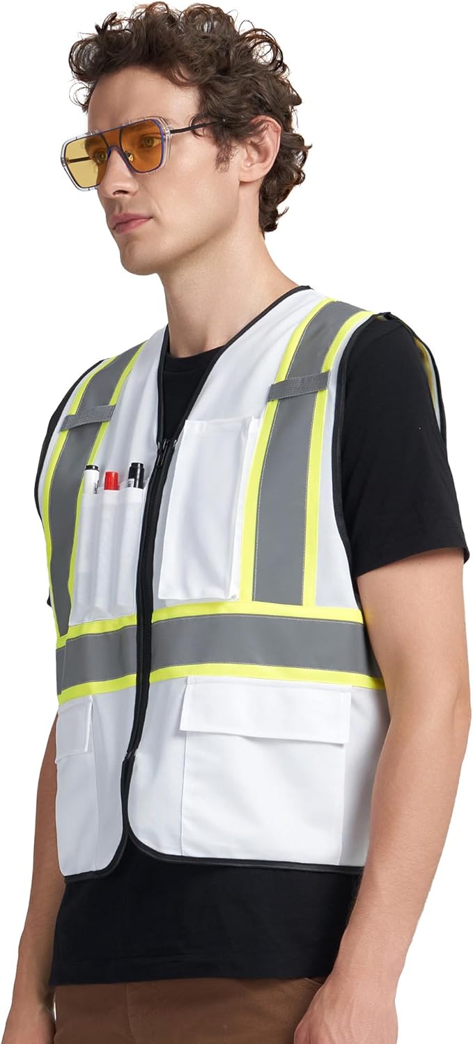 A-KSAFETY High Visibility Safety Vest for Men Women with Pockets and Zipper