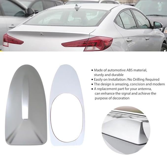 for 2015-2019 Hyundai Sonata-Elantra Ebony Shark Fin Roof Antenna Cover Silver for 2020 Hyundai Sonata SEL Sedan 4-Door 2.5L 2497CC l4 Gas DOHC Naturally Aspirated