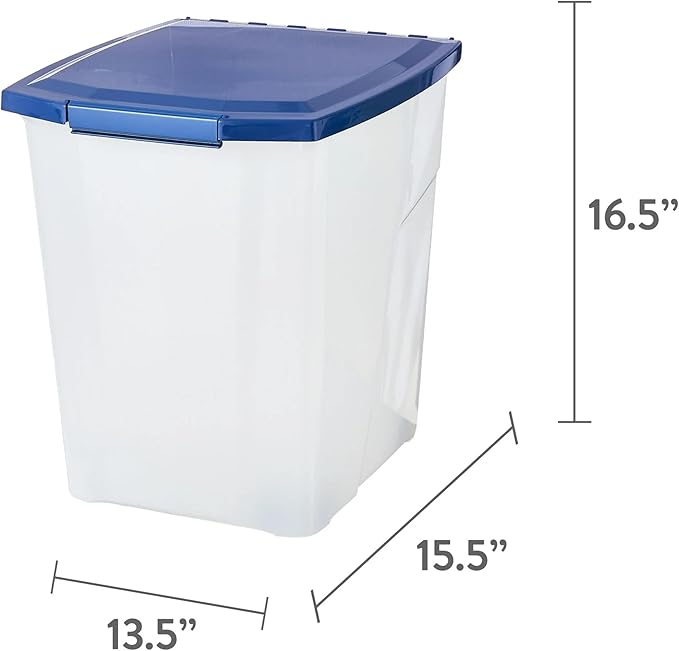 Airtight Plastic Pet Food Storage Container with Secure Locking Lid - 25 lb Capacity