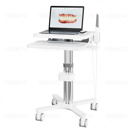 Medical Cart Trolley, Mobile Adjustable Height Dental Cart with Oral Scanner Holder for for Hospital, Dental