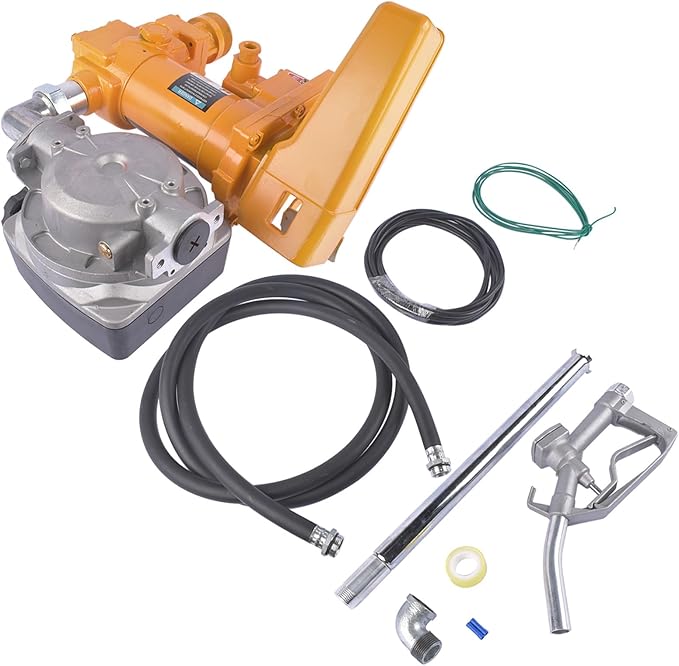 20GPM 12V DC Fuel Transfer Pump Gasoline Pump with Nozzle Kit Yellow Replacement for Gas Diesel Kerosene with Particulate Filter Vahaha