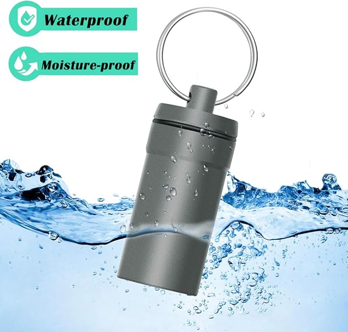 3 Packs Waterproof Aluminum Pill Fob Container, EFFIET Nitro Bottle Holder Nitroglycerin Pill Case Emergency Keychain Pill Holder for Medicine Organizer Dispenser (Silver-Matt-Red)