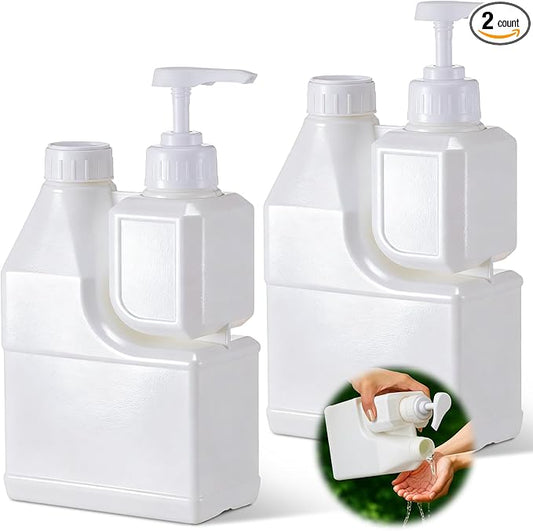 2 Pcs Portable 2 Compartment Foam Soap Handwashing Bottle 1300ml Capacity Refillable Portable Handwashing Station for Travel, Camping, Sports, Fishing, Playground, Outdoor Sink Solution
