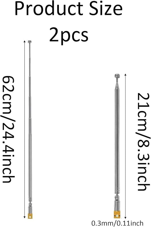 pson 2Pcs Telescopic Antenna, 4-Section Stainless Steel AM FM Radio Antenna Replacement for Radio, TV and Other Electric Products