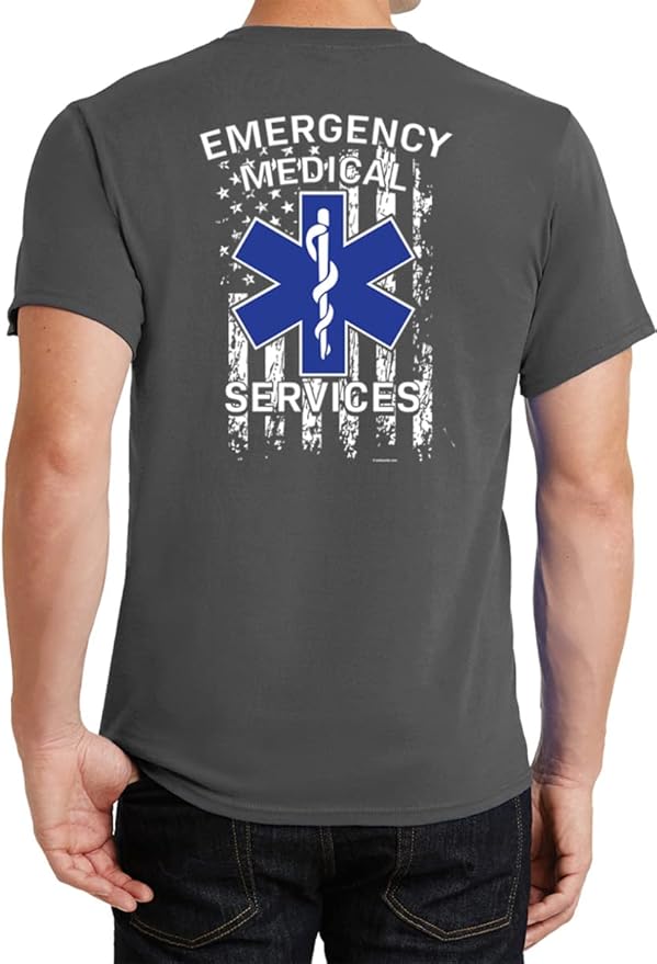 Buy Cool Shirts Emergency Medical Services EMS Flag T-Shirt Front and Back