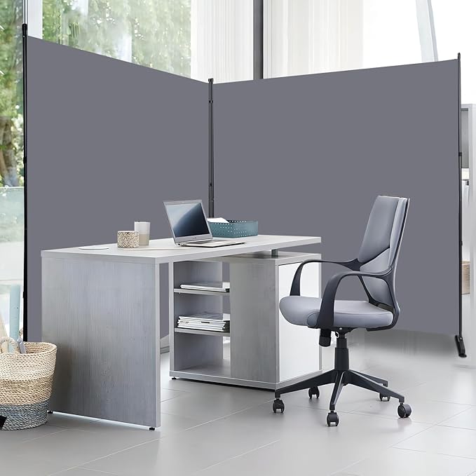 Room Divider 6FT 2 Panel Privacy Screen, 142'' Wide Fabric Indoor Room Divider Wall Divider for Room Separation, Portable Room Partitions and Dividers Freestanding Temporary Wall Room Separators