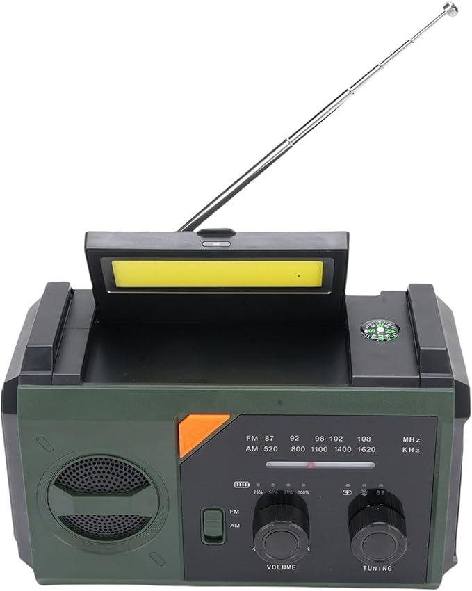Emergency Radio Portable AM FM NOAA Weather Radio with 30000mAh Power Bank Hand Crank Solar Charging SOS Alert Flashlight Compass Reading Light for Outdoor Camping Survival