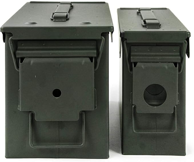 GUGULUZA Metal Ammo Can 30/50 Cal, Lockable Bullet Storage Case, Waterproof & Airtight Containers Box with Flip Top for Long-Term Storage Shotgun, Rifles, Pistols Ammunition