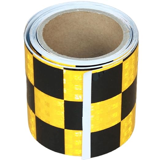 Yellow and Black Reflective Tape 3 inch X 10 feet, Outdoor Waterproof Hazard Conspicuity Warning Industrial Marking Tape