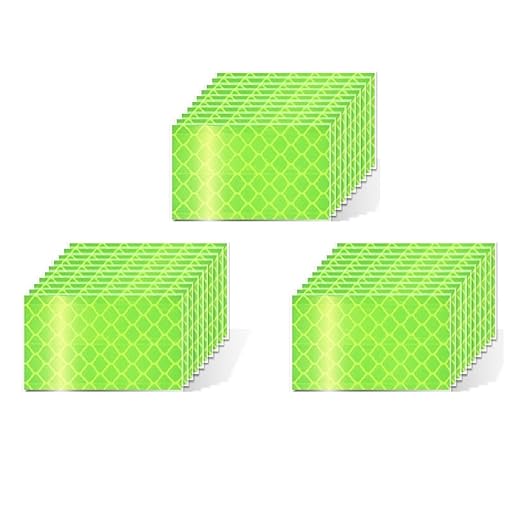 Fluorescent Reflective Stickers 1 inch X 2 inch, Outdoor Waterproof High Visibility Warning Safety Adhesive Reflector (30 Pcs)