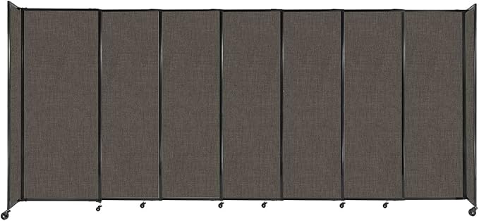 Versare Straightwall Sliding Portable Wall Partition | Freestanding Office Dividers | Locking Wheels | Temporary Room Separator | 15'6" Wide x 6'10" Tall Mocha Fabric Panels