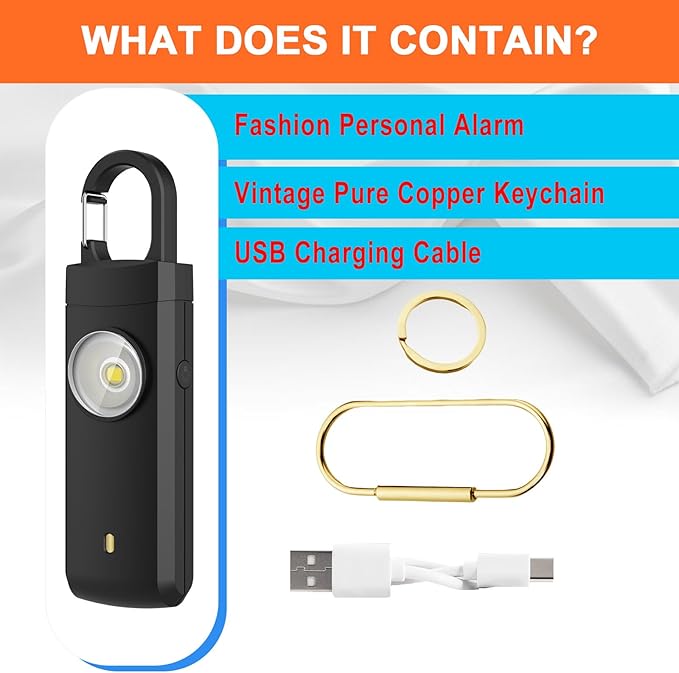 Self Defense USB Rechargeable Alarm,130 dB Loud Siren with LED Strobe Light,Keychain Design for Easier Carrying, Personal Alarm for Women, Children, Elderly. (Pink)