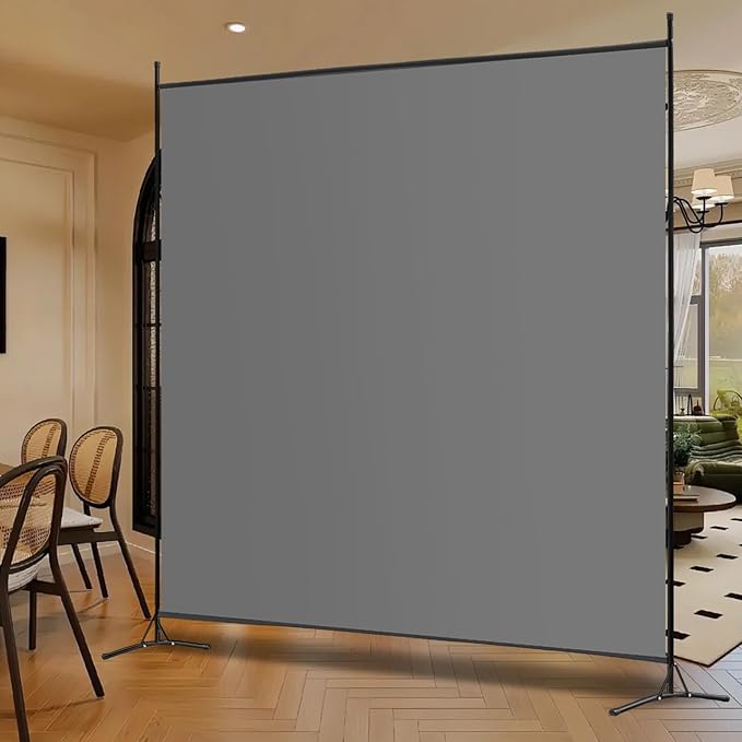 Room Divider - 6 Ft Single Panel, 69''W x 70''H Freestanding Privacy Screen for Room Separation, Portable Partition in Grey