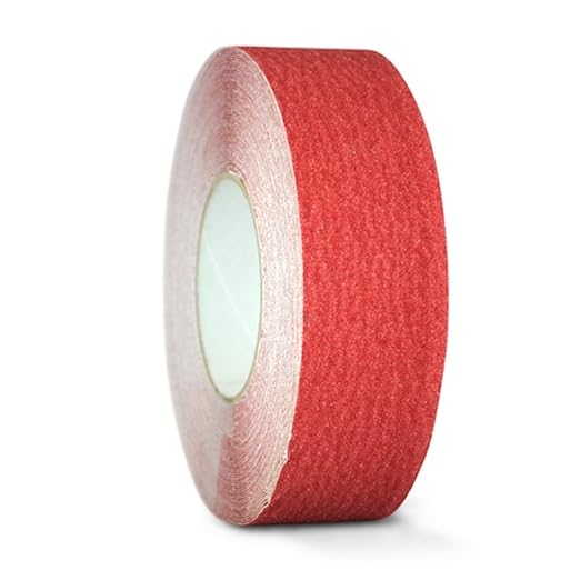 GGR Supplies T.R.U. NST-20C Red Non-Skid Tape 4 in. Wide x 60 ft. Length Safety Way 60 Grit Anti Slip Traction Tape 32 Mil No Slip