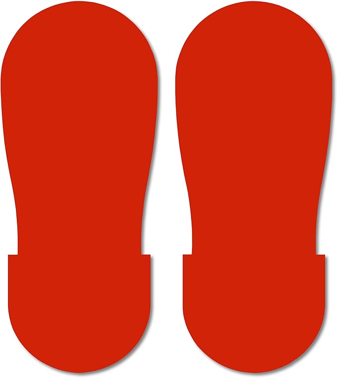 Mighty Line Big Footprints Floor Marking Tape for Safety, Caution, Warning, Heavy-Duty, Peel and Stick, Adhesive, Industrial Quality, 12" Long x 5" Wide, Red, Pack of 50