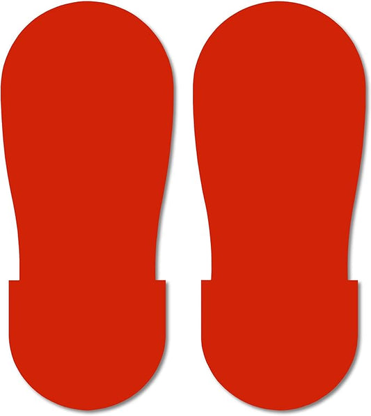 Mighty Line Big Footprints Floor Marking Tape for Safety, Caution, Warning, Heavy-Duty, Peel and Stick, Adhesive, Industrial Quality, 12" Long x 5" Wide, Red, Pack of 50