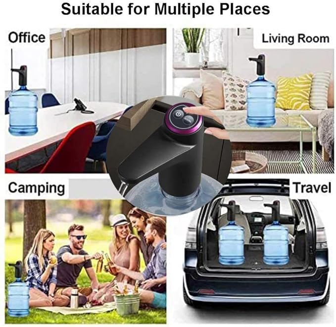 Automatic Drinking Water Pump, Smart USB Portable Water Bottle Dispenser with USB Electric Charging and Automatic Off Switch - Black