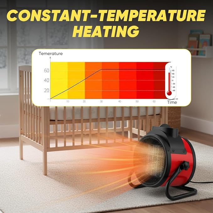 Saker Powerful Portable Heating Cannon,High Power Ceramic Space Heater, 3000W Fast Heating with Adjustable Thermostat for Large Room, Quiet Oscillation & Overheat Protection