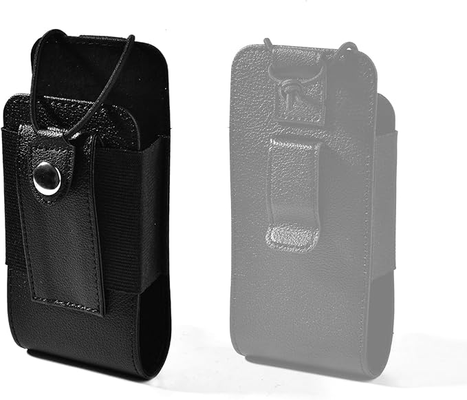 Leather Universal Radio Holster for Duty Belt with Back Clip,Walkie Talkie Pouch Holder for Motorola Baofeng Midland Kenwood Handheld Ham Radio