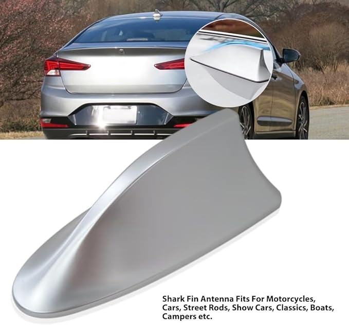 for 2015-2019 Hyundai Sonata-Elantra Ebony Shark Fin Roof Antenna Cover Silver for 2020 Hyundai Sonata SEL Sedan 4-Door 2.5L 2497CC l4 Gas DOHC Naturally Aspirated