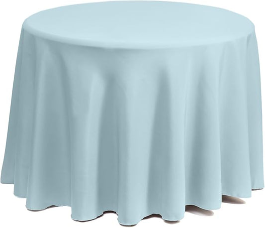 Gee Di Moda Round Tablecloth - 70 Inch Baby Blue Round Table Cloth for 24 to 48 Inch Round Tables - Heavy Duty Washable Fabric - for Buffet Table, Holiday Party, Dinner, Wedding & Baby Shower
