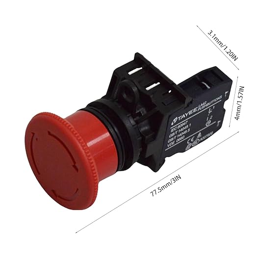 Emergency Stop Button AC 690V 10A Red Sign Mushroom Head Emergency Rotation Button Switches 1NC 1NO 22mm