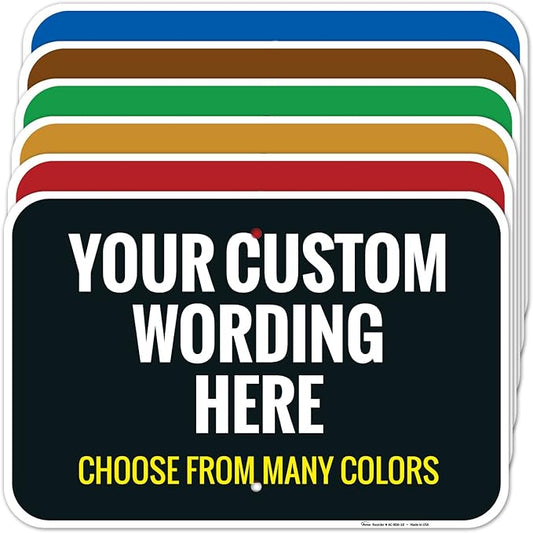 Custom Personalized Signs For Home, Office, Business, Delivery, Decor, Indoor/Outdoor Use Yellow Sign, 12x18 Aluminum Inches, Rust Free .063 Aluminum, Fade Resistant, Made in USA