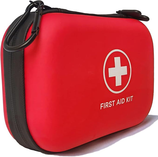 First Aid Kit 196 Piece Waterproof Hard Shell Portable Survival Kit for Home, Camping, Cars, Hiking, Travel, Outdoor, Adventure Emergency Medical Kits (Vermilion)