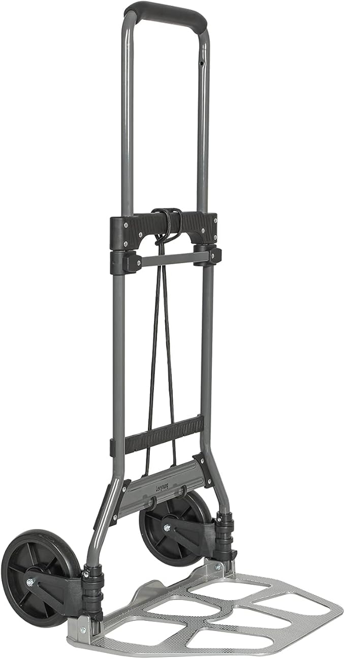 Leeyoung Folding Hand Truck and Dolly, 264 Lb Capacity Heavy-Duty Luggage Trolley Cart with Telescoping Handle and PP+EVA Wheels