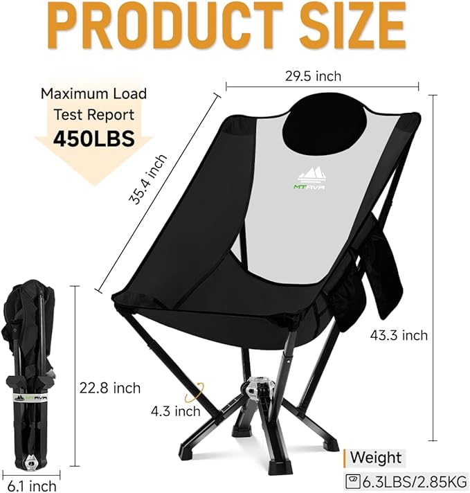 High-Back Camping & Indoor Chair — Full Back Support for Long Sitting, Stable Aluminum Frame, Anti-Slip Feet, Folding Chair for Home, RV & Outdoor Use