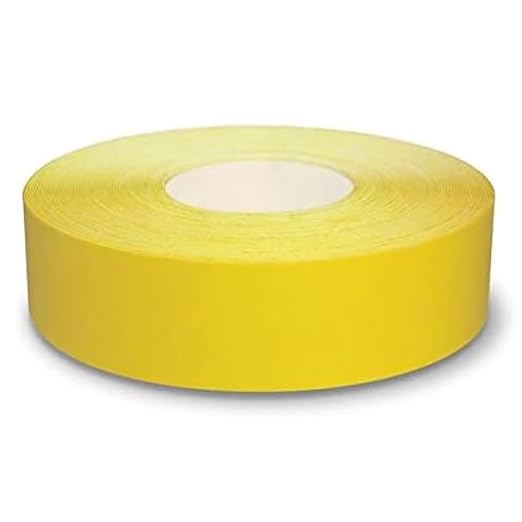 Mighty Line UltraLine Solid Floor Marking Tape for Safety, Caution, Warning, Heavy-Duty, Peel and Stick Adhesive, Beveled Edge Design, Industrial Quality, 2 Inch, 100' Roll, Yellow