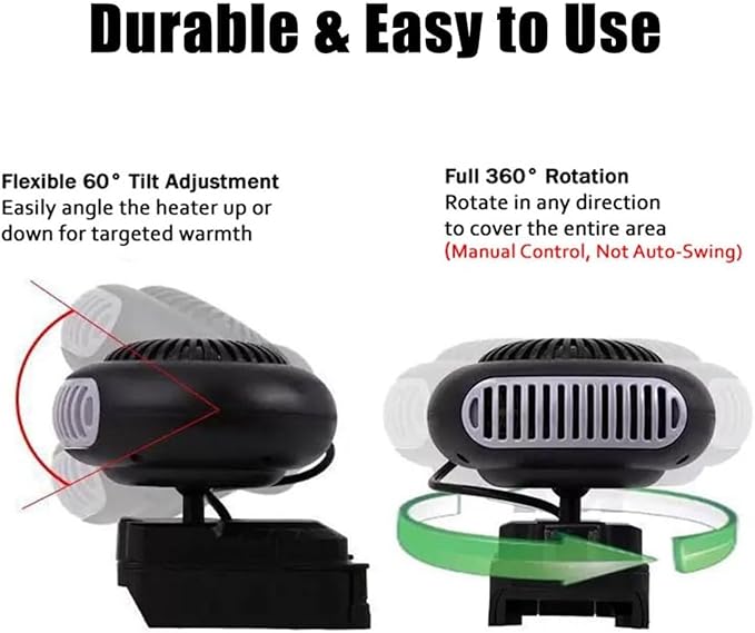 Portable Battery Operated Heater, Batteries Powered Heaters, With Anti Tilt Design, Quiet Long Heating, Battery Operated Heater For Indoors/Car/Camping, with Anti Tilt Design (5-cell battery*1)