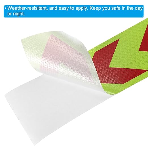 PATIKIL Reflective Tape, 4 Inch x 49 ft Waterproof Self Adhesive High Visibility Safety Warning Arrow Tape Outdoor Reflectors for Trucks Trailers Cars, Yellow Red