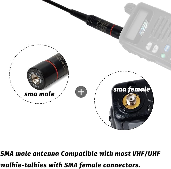 TWAYRDIO 15.4-Inch Whip Antenna, SMA Male, Dual Band 2m/70cm, Handheld Radio Replacement for Yaesu Vertex VX-110 VX-150 VX-6R TYT TH-UV88 MD-UV380 MD-2017 Two Way Radio, Pack of 2