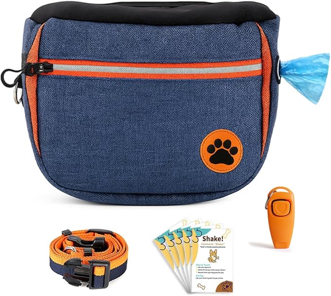 Dog Treat Pouches Bag for Training – Removable Liners, Large Opening Capacity Treat Bag with Clicker, Training Guide, Waist Strap Clip Treat Fanny Pack for Dog Training and Walking
