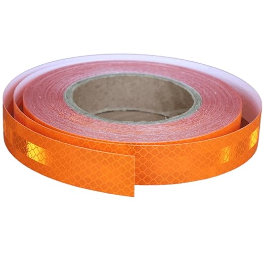Industrial Non Fading Reflective Tape Orange 1 inch Wide, Outdoor Waterproof High Visibility Safety Warning Adhesive Strips (66 feet)