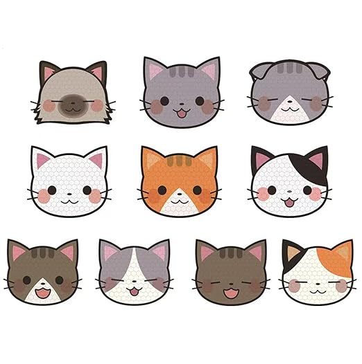 Reflective Stickers 100 Pcs, Outdoor Waterproof High Visibility Warning Safety Adhesive Reflector (1.5" X 1.8", Cat face)