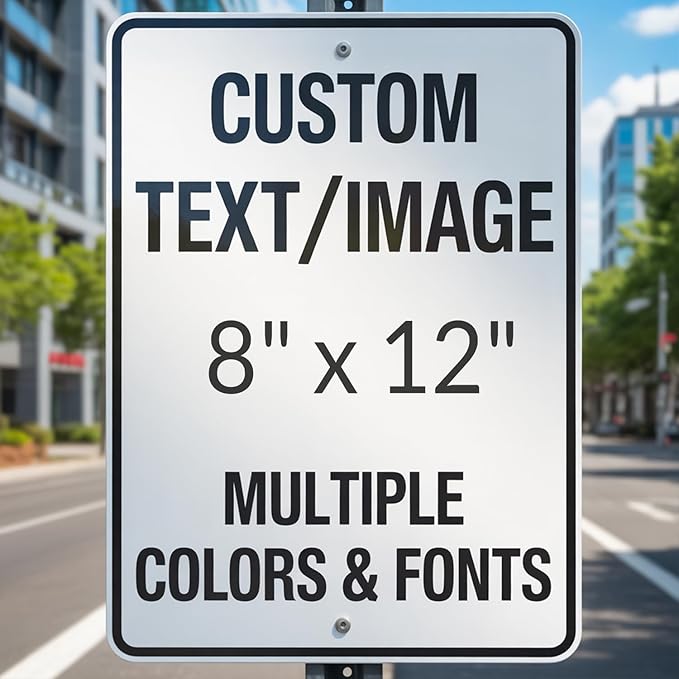 Custom Metal Sign - 8x12 Inch 0.04 Aluminum Rust-Proof - Personalized Sign For Home, Business,Workplace - Reflective Option - Single/Double Sided